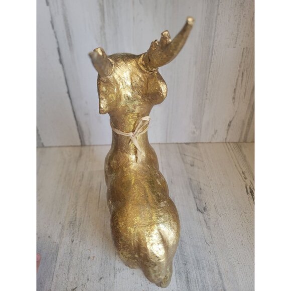 Paper mache rustic golden reindeer Xmas home decor - Picture 6 of 10